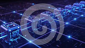 Blockchain Technology Concept: Digital Network with Connected Data Blocks